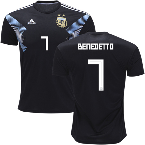Argentina #7 Benedetto Away Kid Soccer Country Jersey - Click Image to Close